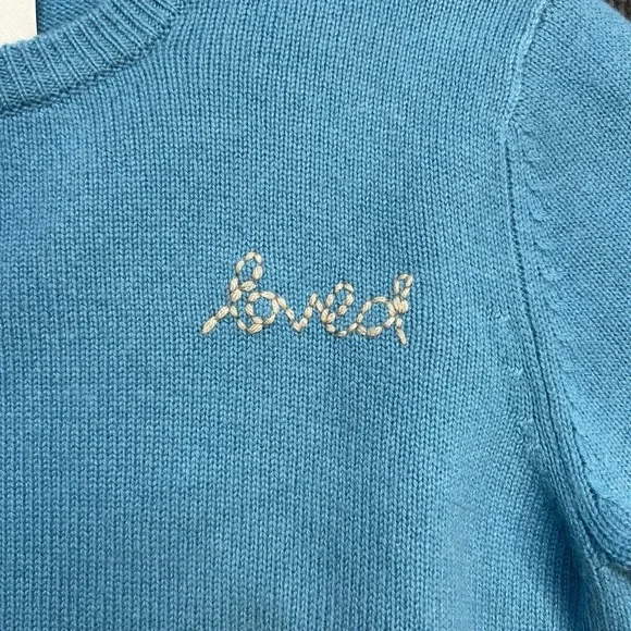 KERRI ROSENTHAL 100% Cashmere "Loved" Patchwork Sweater Blue Small $350 - Picture 2 of 13